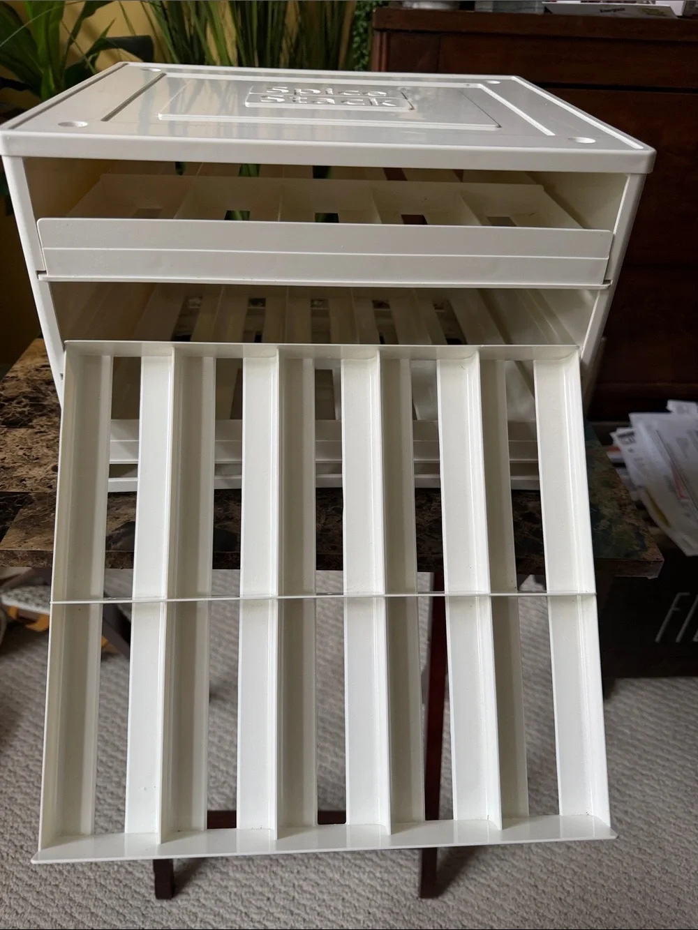 White Stackable Spice Rack Organizer Holds 30 Spice Jars